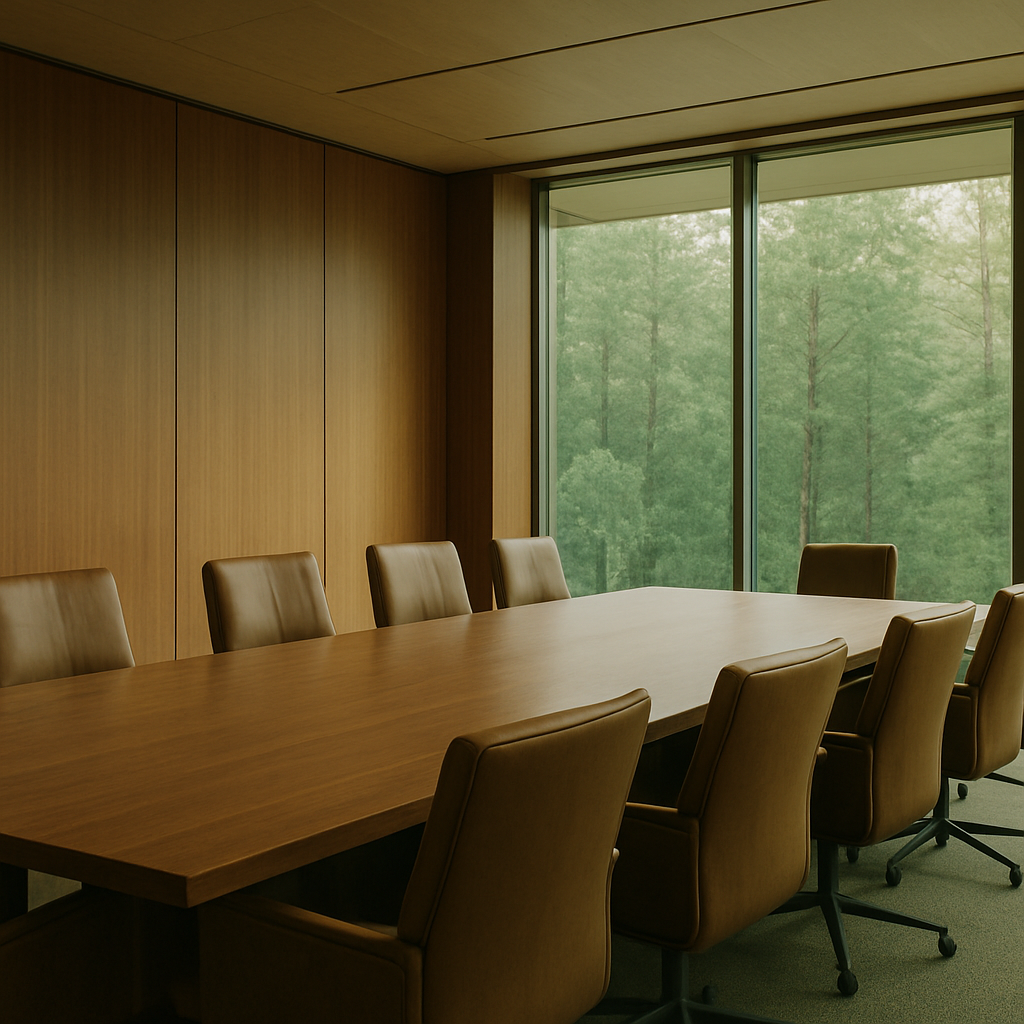 Modern boardroom overlooking a forest